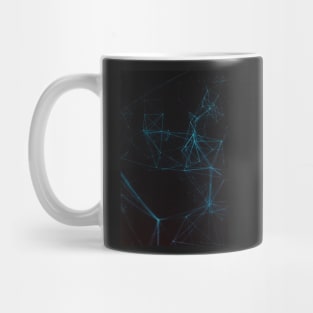 Abstract Blue Lines Resembling Star Constellation on Black Background Mug